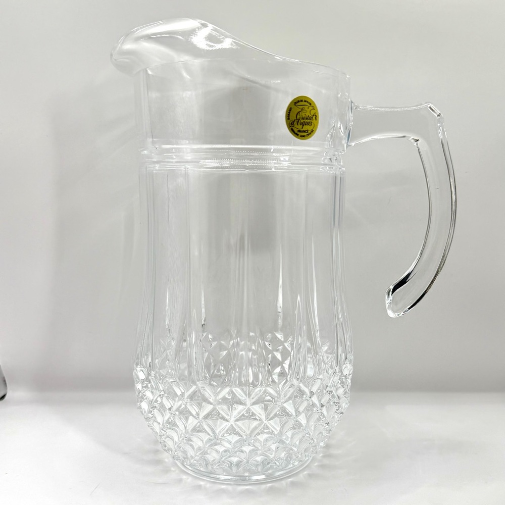 Vtg Cristal D'Arques Longchamp Pitcher 8.3/4"French Crystal Diamond Cut 40-48 Oz